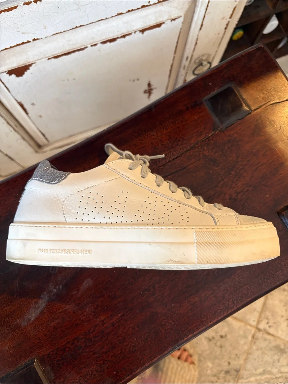 P448 Thea Leather and Suede Platform Sneakers size 37 made in Italy